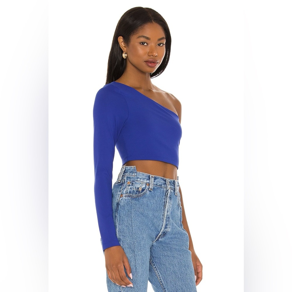 SUSANA MONACO ONE SHOULDER ROYAL BLUE CROP TOP SIZE SMALL